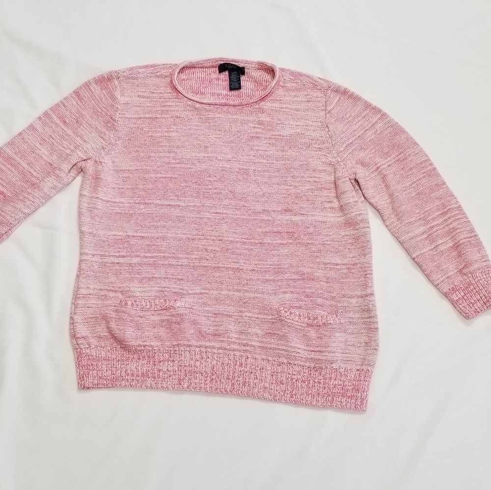Chaps Mottled Pink Casual Sweater